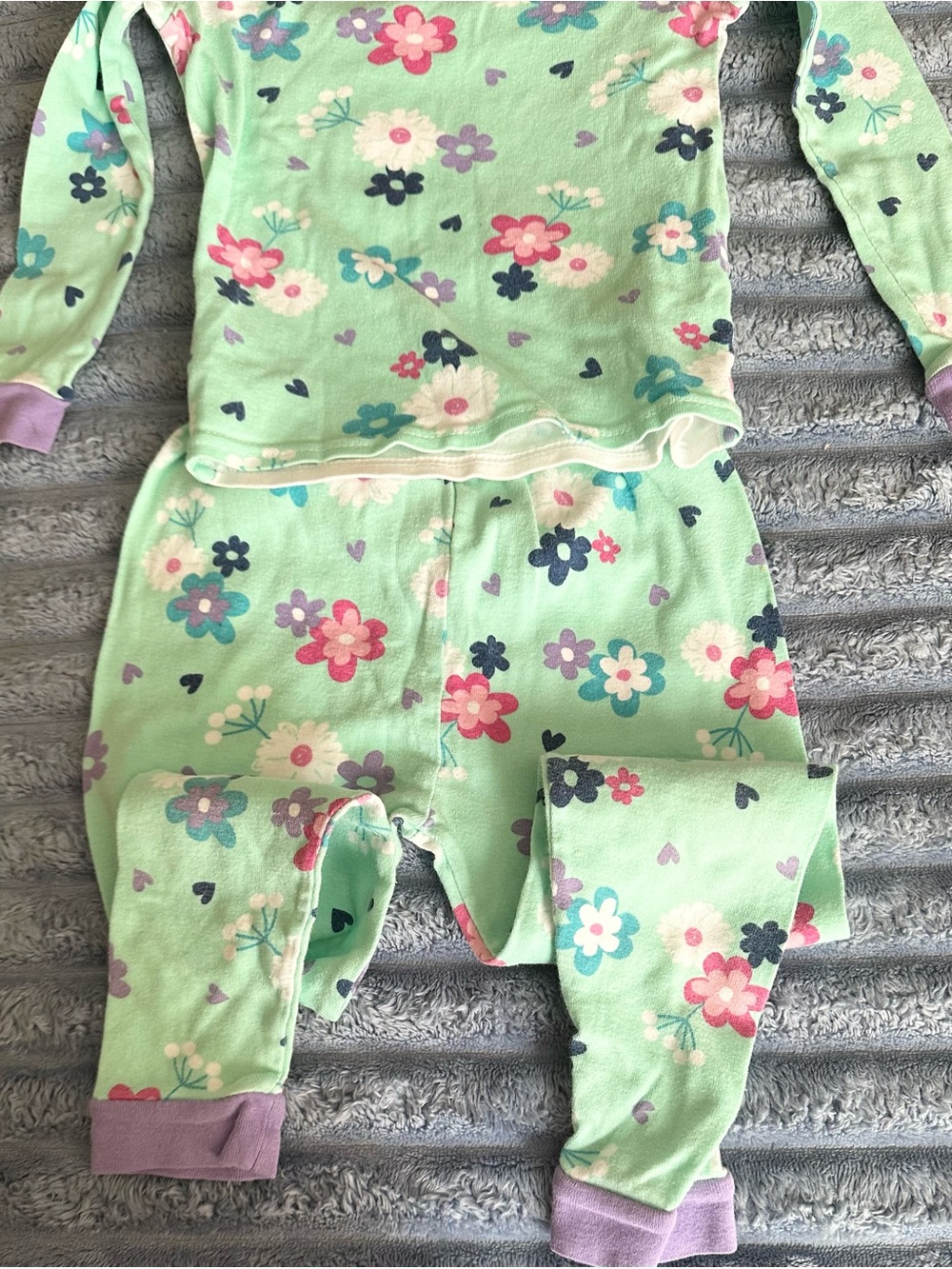 Peppa Pig Mint Green Floral Matching Pajama Set with Pink & Purple Accents